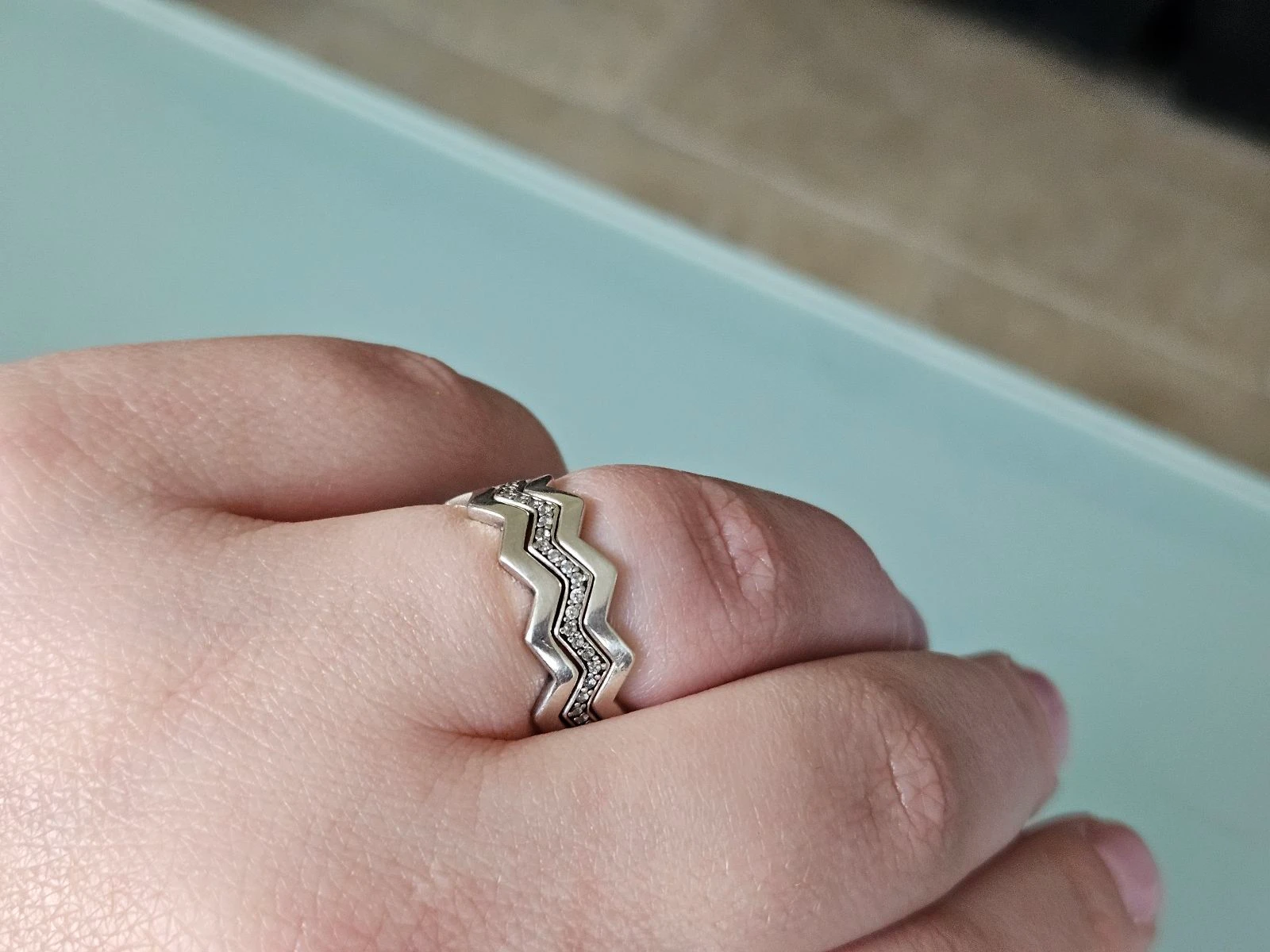 Conjunto de 3 anéis Pandora tamanho 58 zigzag – photo 7